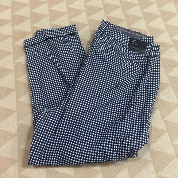 Tommy Hilfiger Hampton Heritage Chino Pants Womens 14 Blue Gingham Plaid NEW - Picture 2 of 4